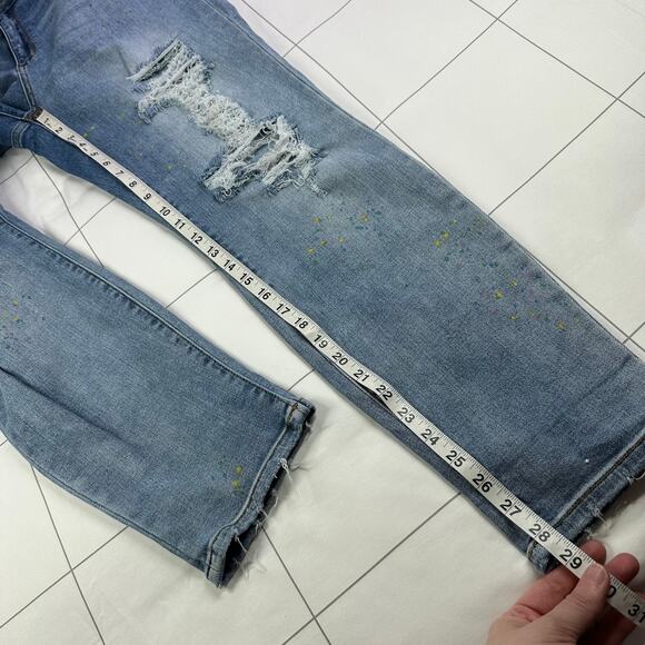 Judy Blue Jeans Womens 32 Paint Splatter Boyfriend Fit Distressed Boho Artsy - Picture 11 of 13